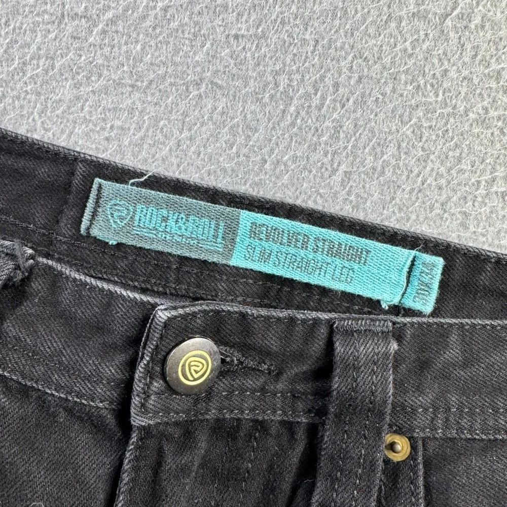 Rock & Roll Cowboy Jeans Mens 30x34 (Fits 30x32) Black Revolver Slim Straight